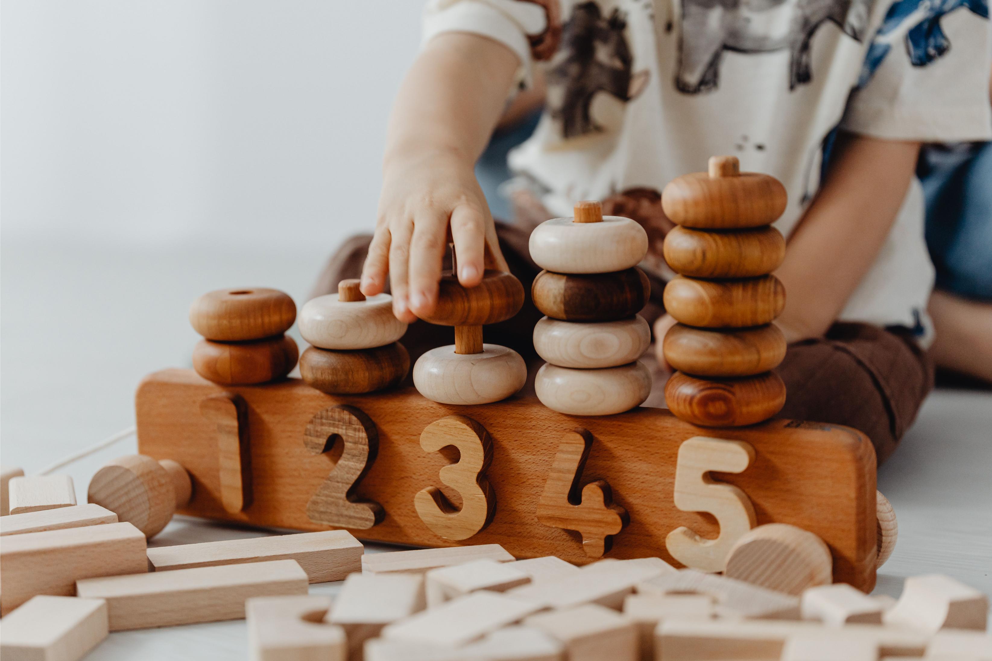 Wooden stacking and counting materials